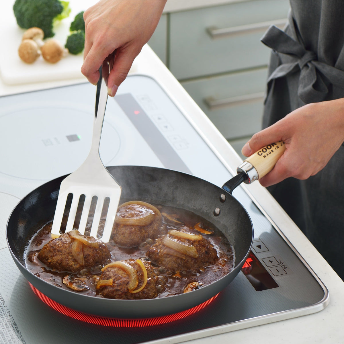 Yoshikawa Cook-Pal REN 28cm Nitrided Carbon Steel Deep Fry Pan