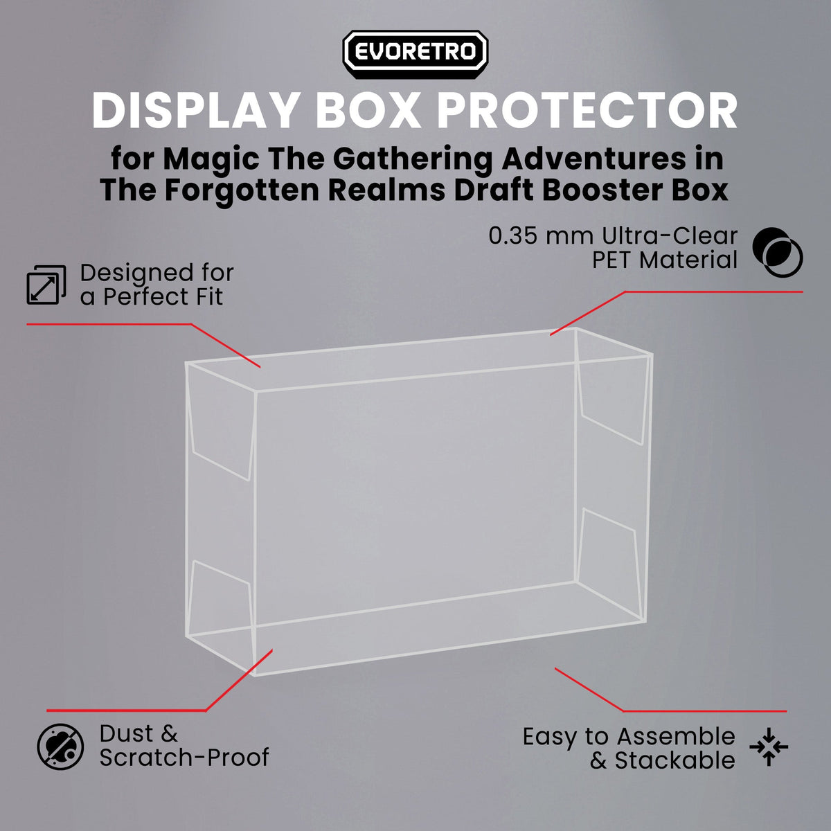 Boîte de boosters de draft Magic The Gathering Adventures in The Forgotten Realms - Protection EVORETRO PET 0,35 mm - Lot de 1
