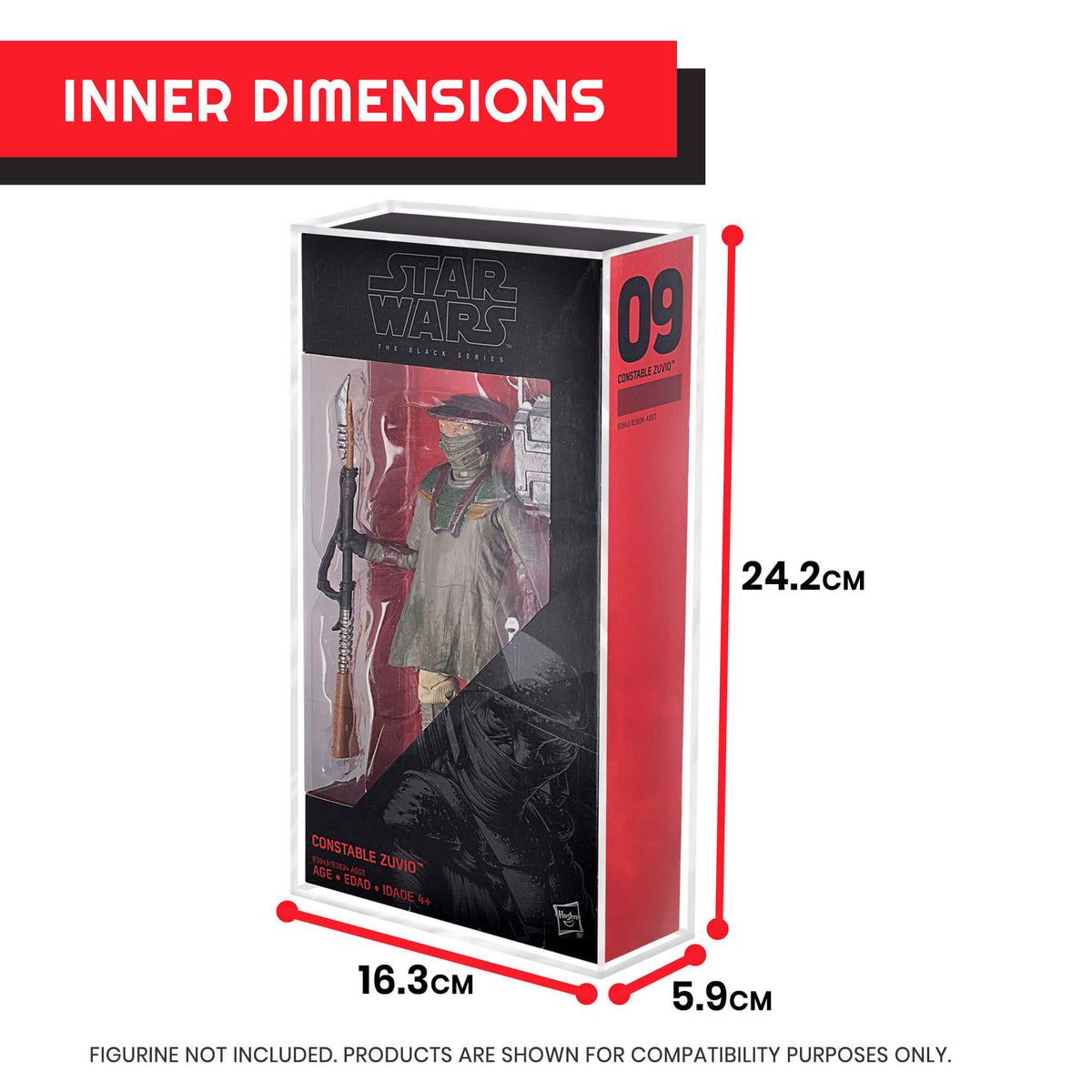 Boîtier en acrylique pour figurines Hasbro Star Wars Black Series de 6" - Lot de 2
