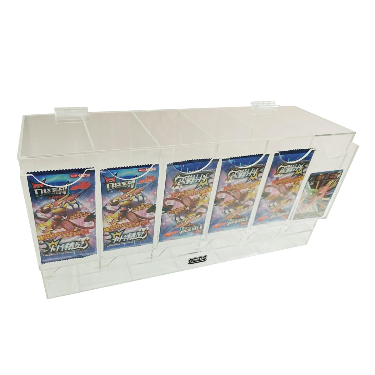 Présentoir en acrylique EVORETRO pour les packs distributeurs de boosters – Présentoir de comptoir avec étagère supérieure