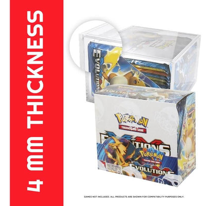 Boîte de boosters Pokémon avec couvercle coulissant anti-UV - Protection en acrylique EVORETRO 4,0 MM