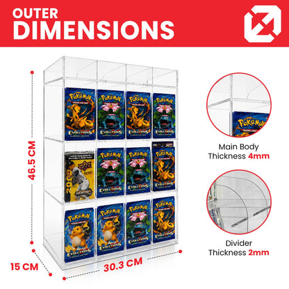 Présentoir en acrylique EVORETRO pour les packs distributeurs de boosters – Présentoir de comptoir avec étagère supérieure