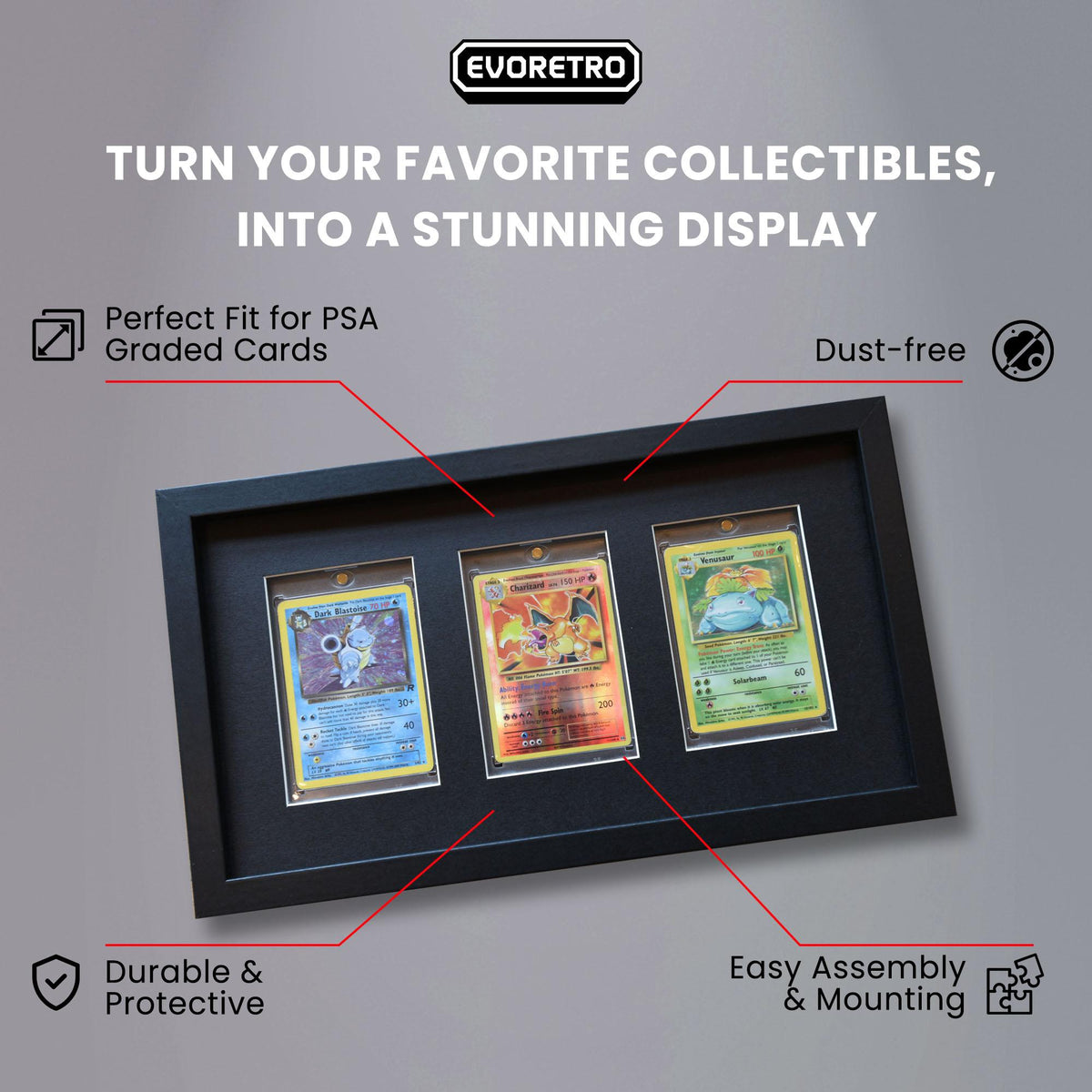 EVORETRO Cadre de présentation en bois pour cartes, support magnétique
