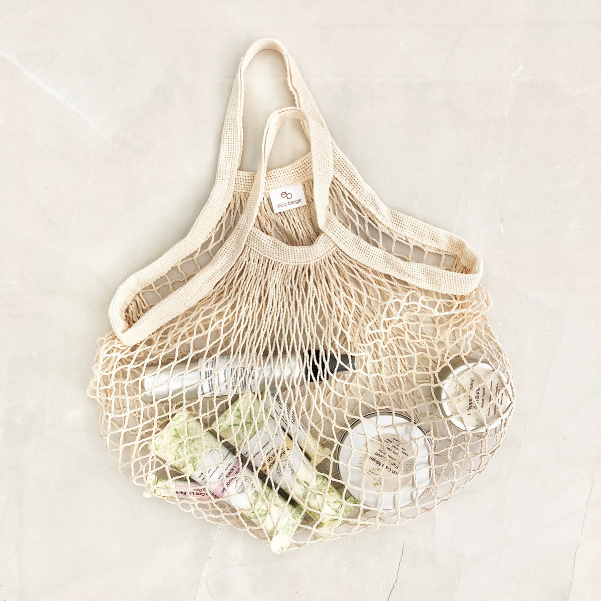 Sac à main en filet de coton naturel