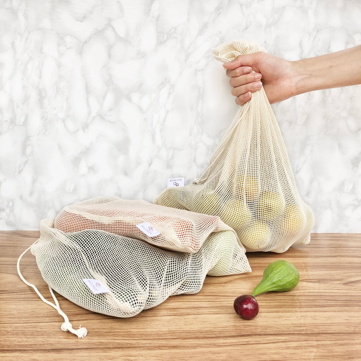 Sacs à provisions en coton (lot de 3)