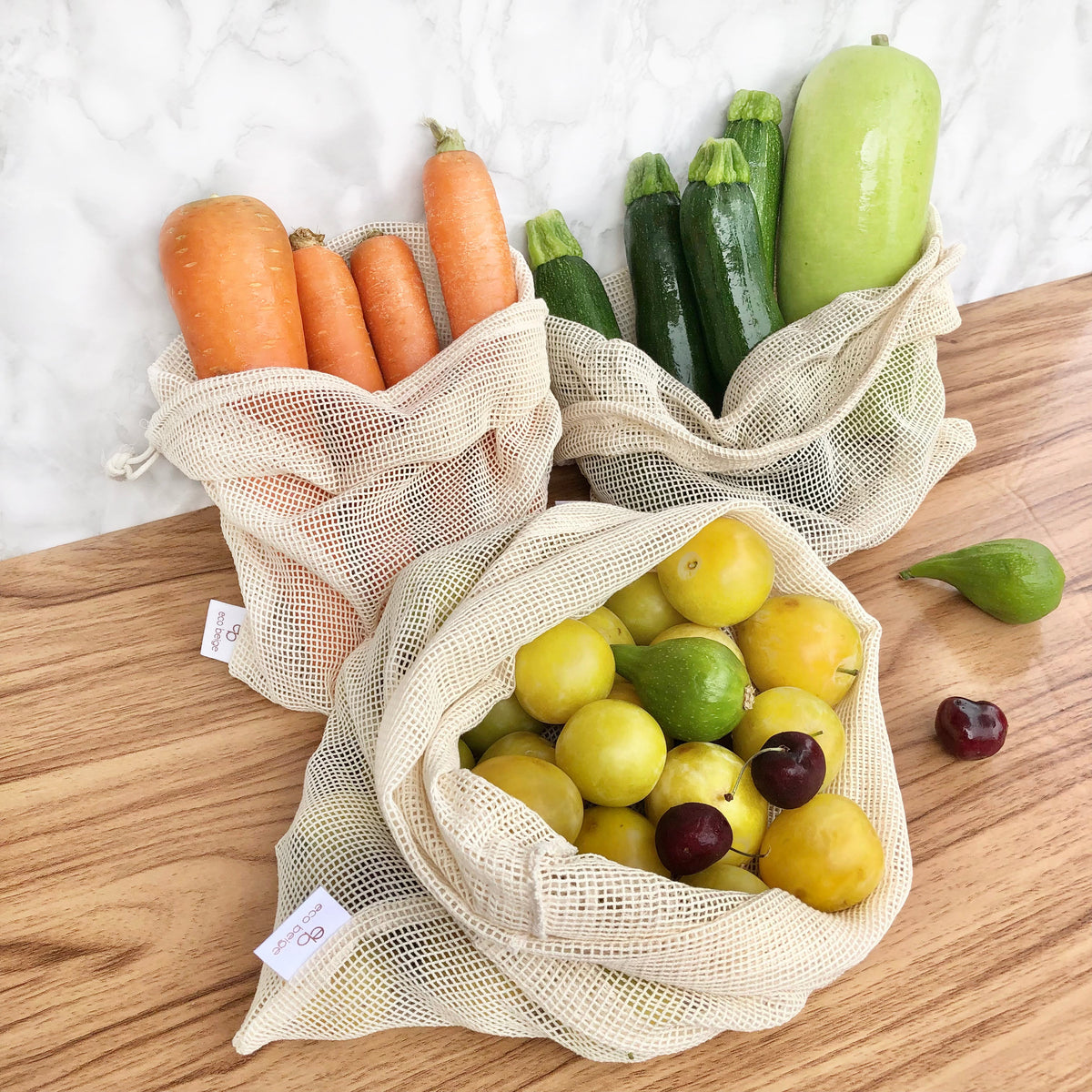 Sacs à provisions en coton (lot de 3)