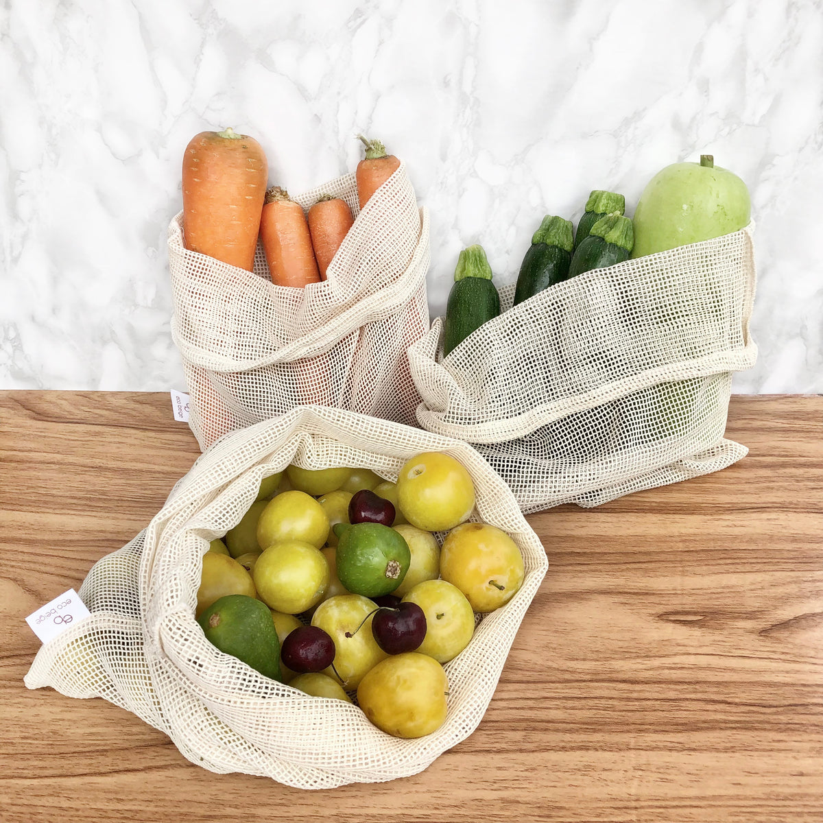 Sacs à provisions en coton (lot de 3)