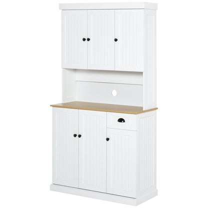 Armoire de rangement de cuisine Denver 180 cm avec huche - Blanc/Chêne