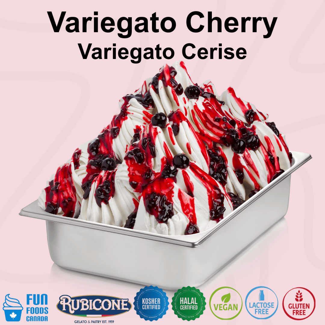 Garniture pour coupes glacées aux cerises griottes - Seau de 3 kg - Marbrage aux cerises - Rubicone Canada - Livraison gratuite partout au Canada pour les commandes de plus de 199 CAD