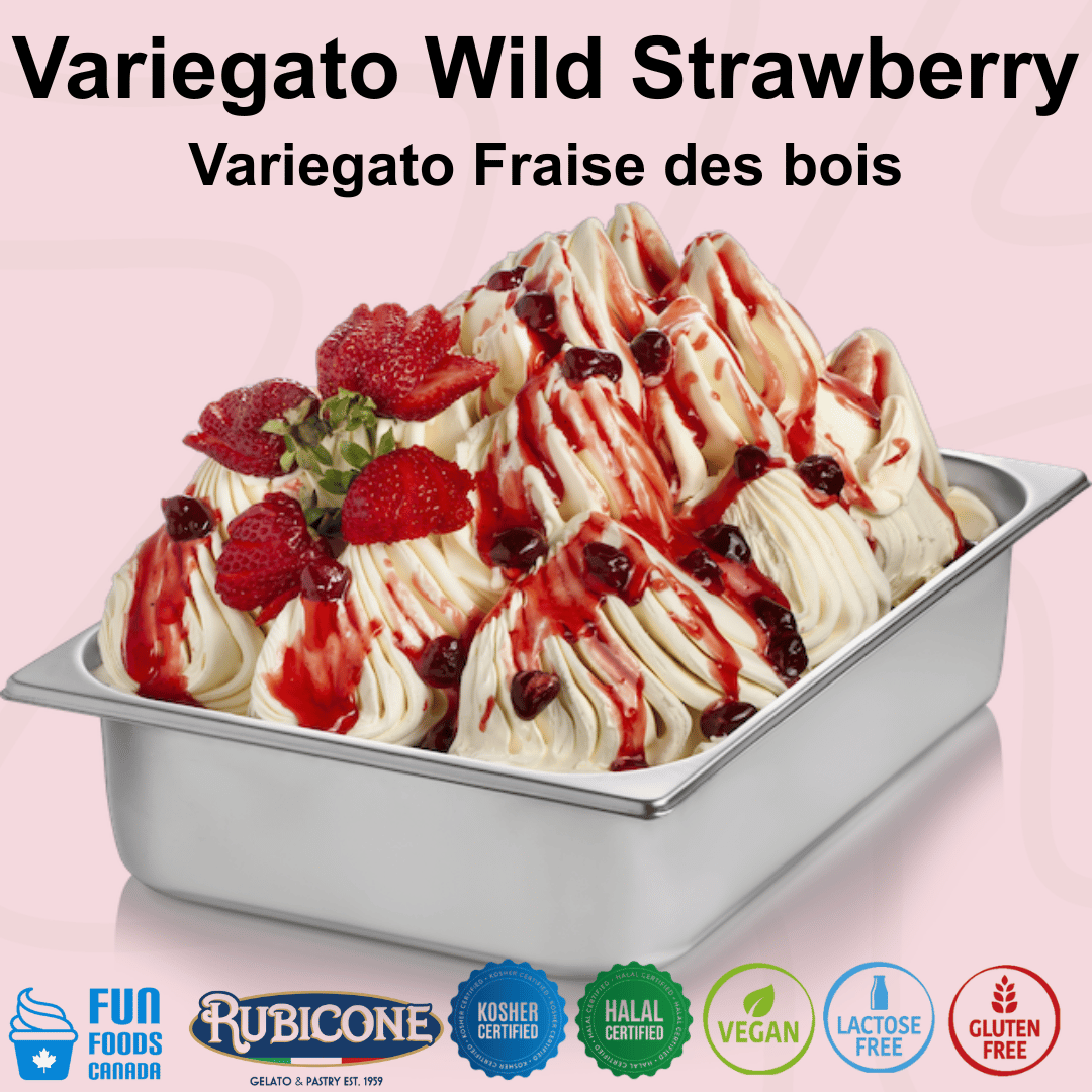 Wild Strawberry Sundae Dessert Topping - 3 KG Bucket - Wild Strawberry Variegate - Rubicone Canada - Ships Free Within Canada on Orders Above CAD $199