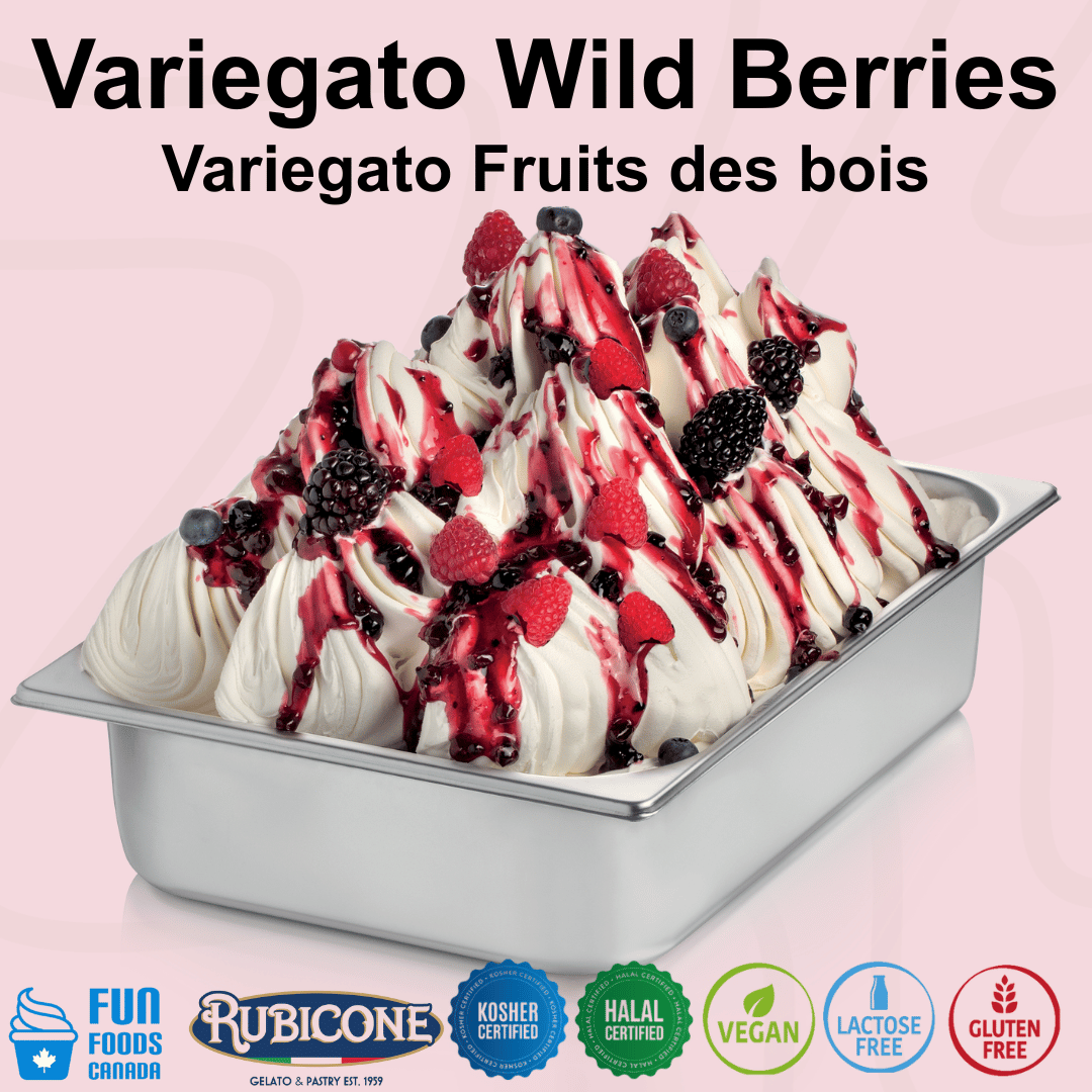 Wild Berry Sundae Dessert Topping - 3 KG Bucket - Wild Berries Variegate - Rubicone Canada - Ships Free Within Canada on Orders Above CAD $199