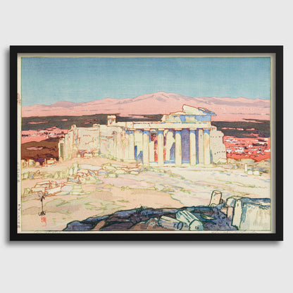 Hiroshi Yoshida Print: Ancient Athens Ruins, Japanese Woodblock Art