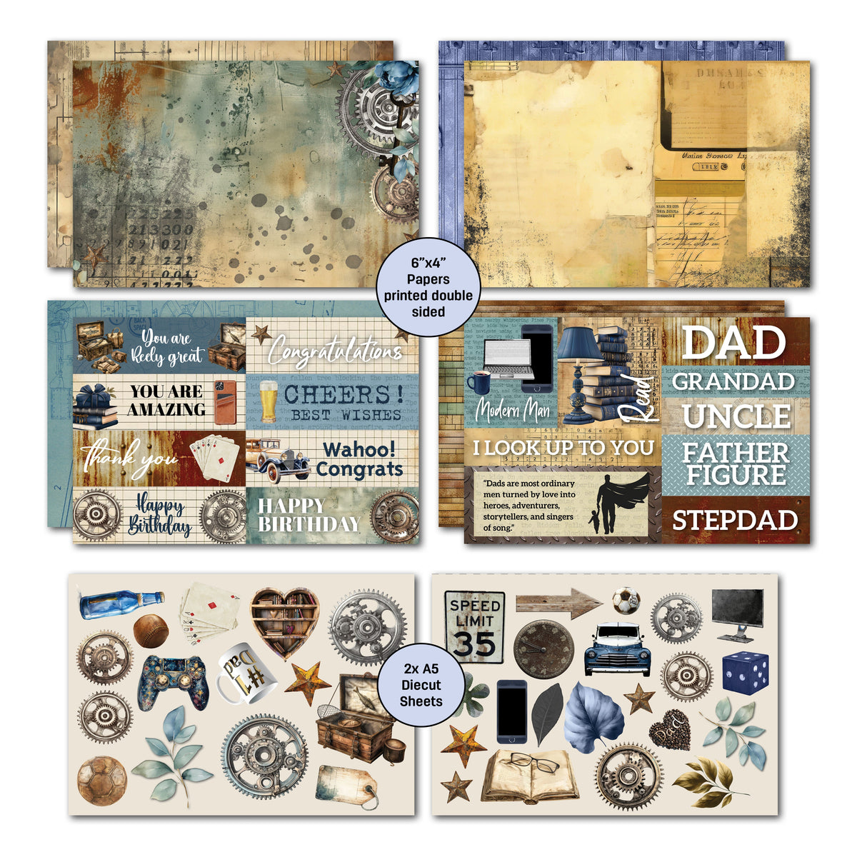 Lot de 3 cartes 6x4 3Quarter Designs Father Figure