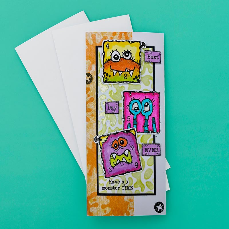 Lot de tampons transparents Woodware Monster Skin 7,6 x 10,2 cm