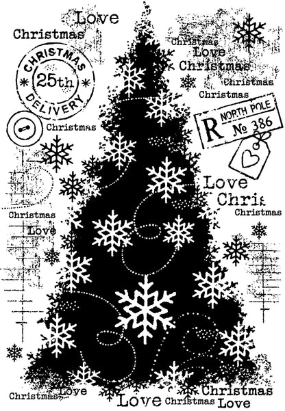 Assortiment de tampons Woodware Clear Singles « Snow Frosted Tree » 10 cm x 15 cm