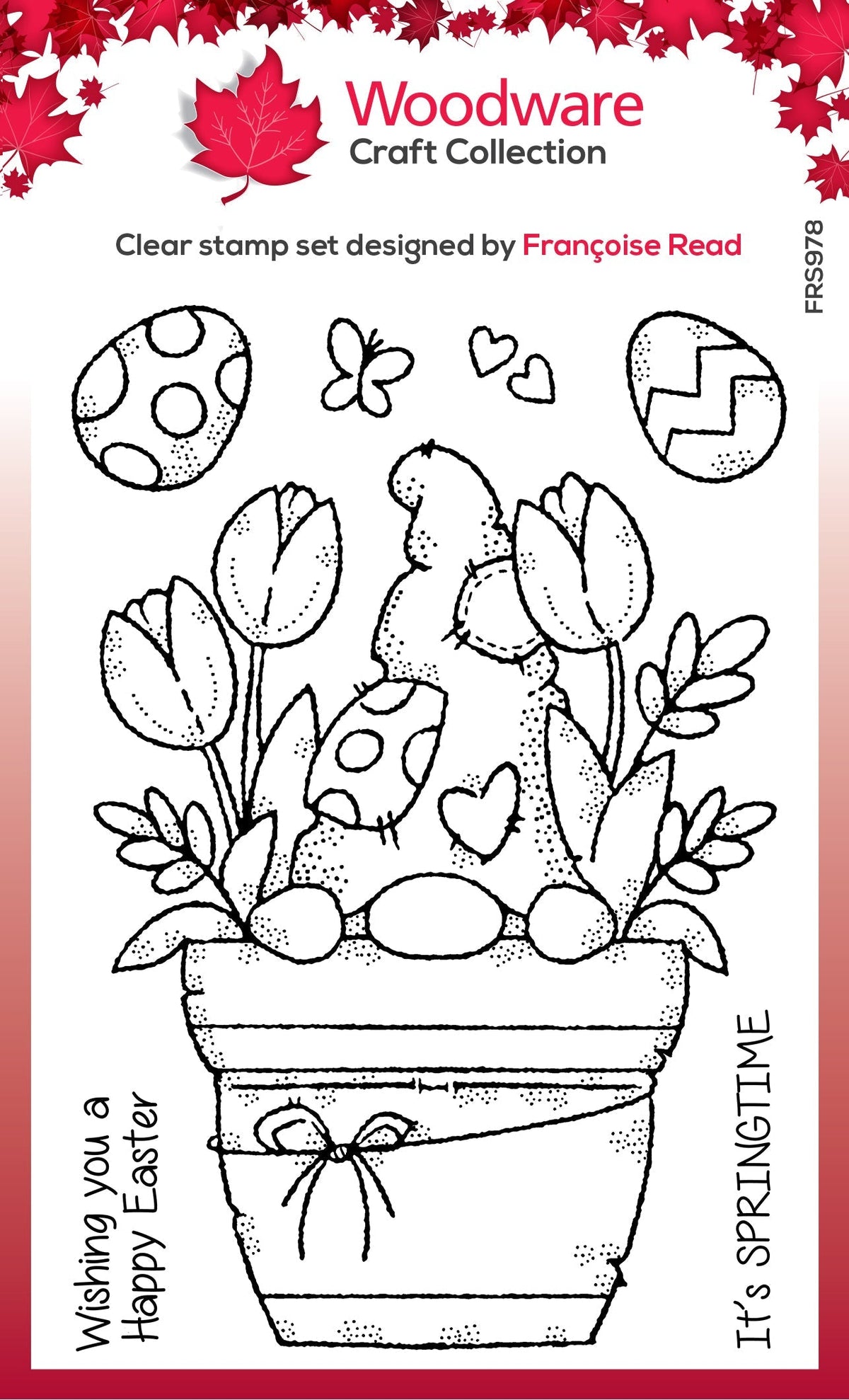 Tampon transparent individuel Woodware Nain pot de fleurs 10 x 15 cm