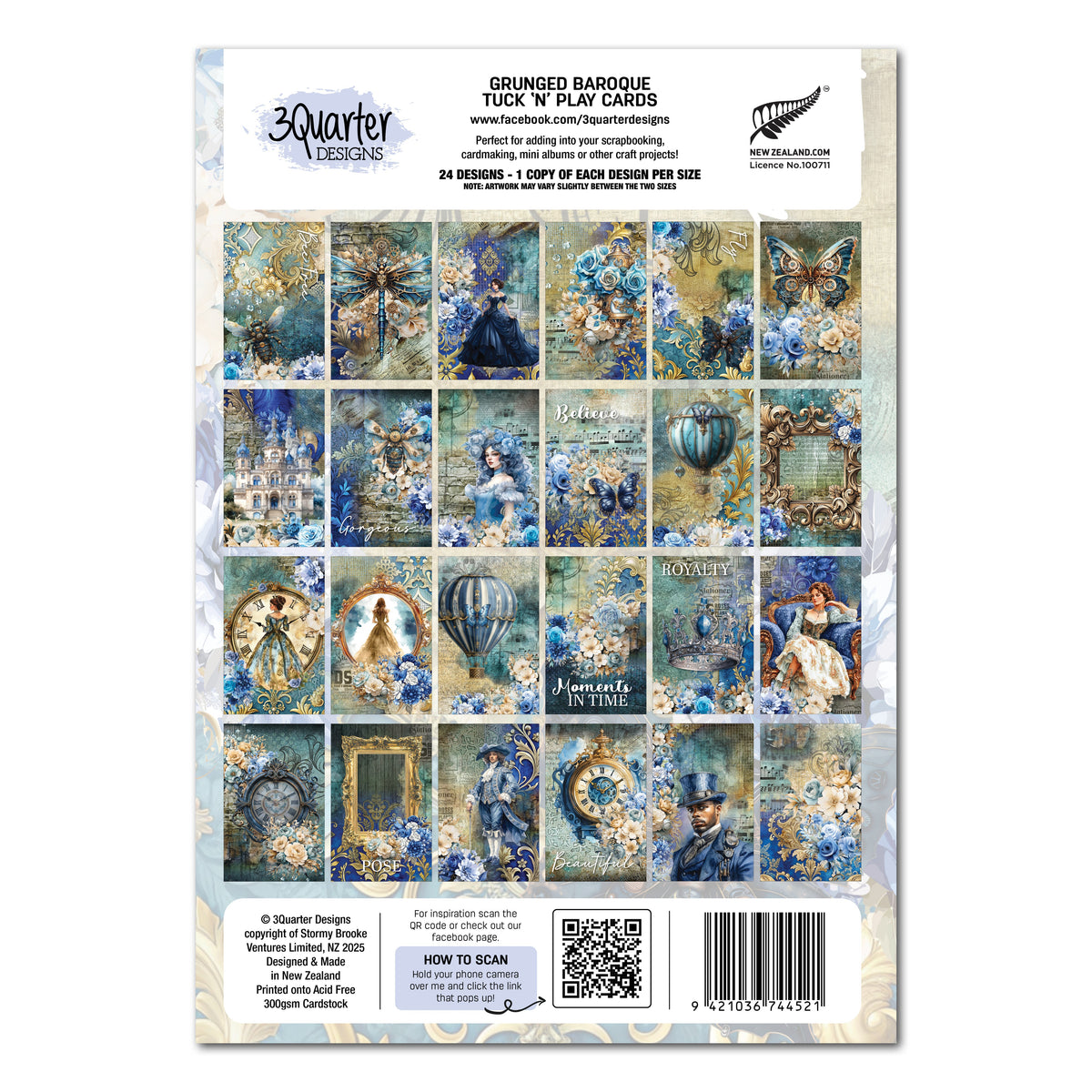 3Quarter Designs Grunged Baroque - Tuck N Play Cards