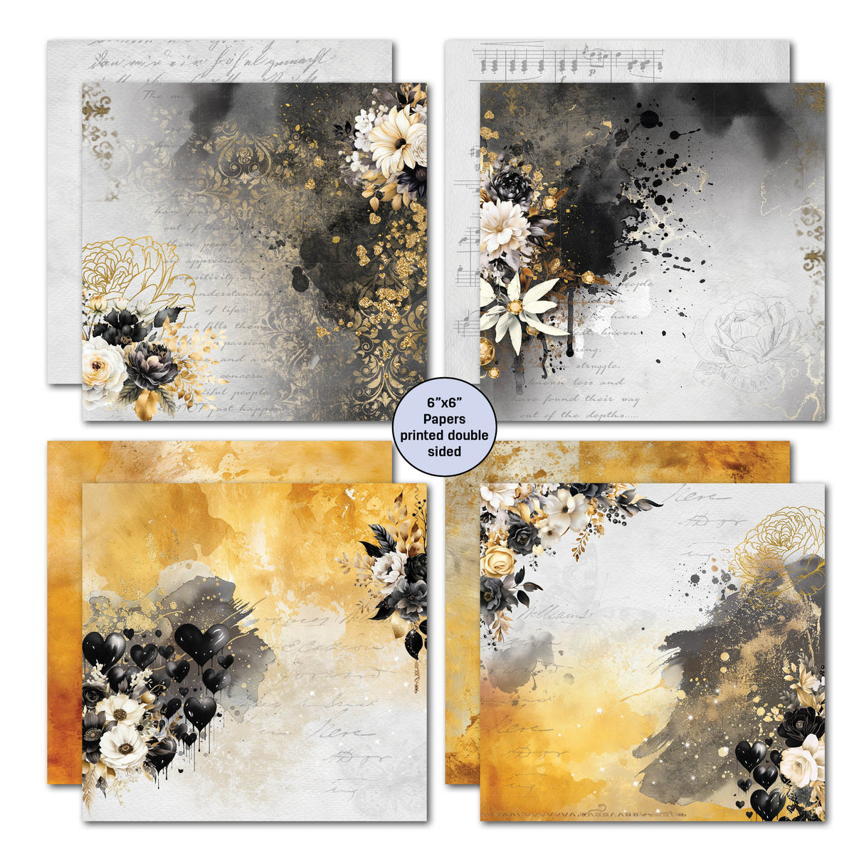 Lot de papiers Golden Ebony 6x6 de 3Quarter Designs