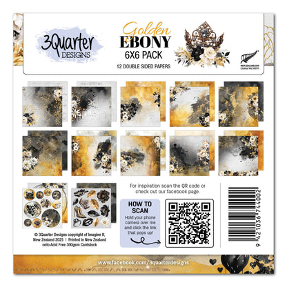 Lot de papiers Golden Ebony 6x6 de 3Quarter Designs