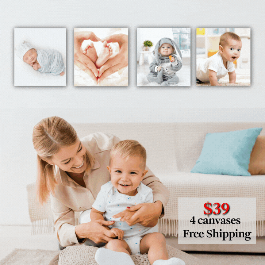 Set of 4 custom canvases 8" x 8"