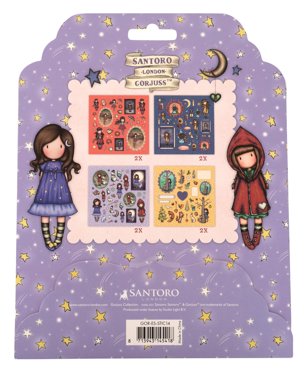 SAN Feuilles d'autocollants 4x2 motifs Gorjuss Essentials 152x152x2mm 8 f. nr.14