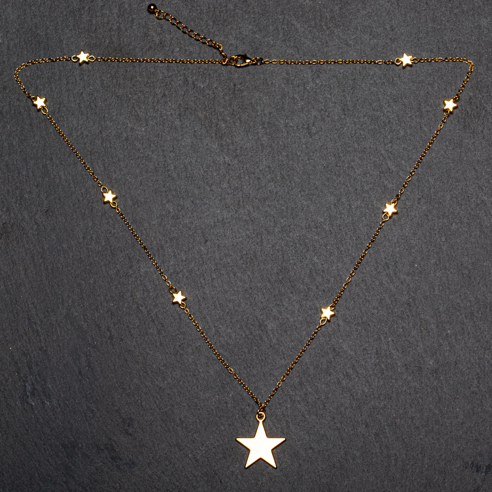 Star On Star Chain Necklace In Gold Plate