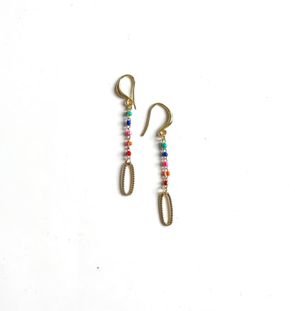 Long Chainlink Earrings with Enamel