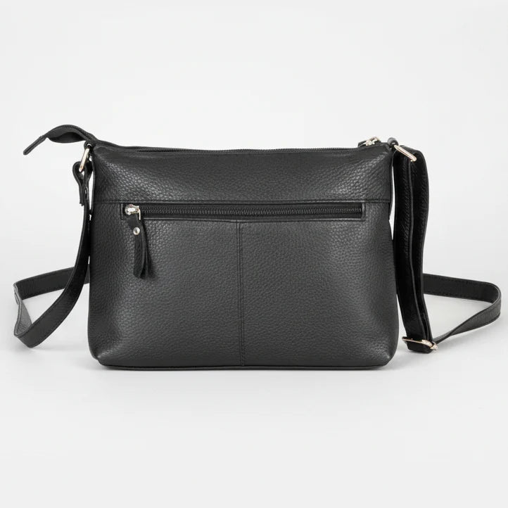 Greenwood Leather Multi-Pocket Crossbody Bag. Premium Pebbled Leather Handbag