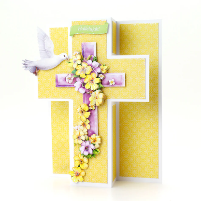 Décopatch prédécoupé – Croix florale lilas (lot de 3)