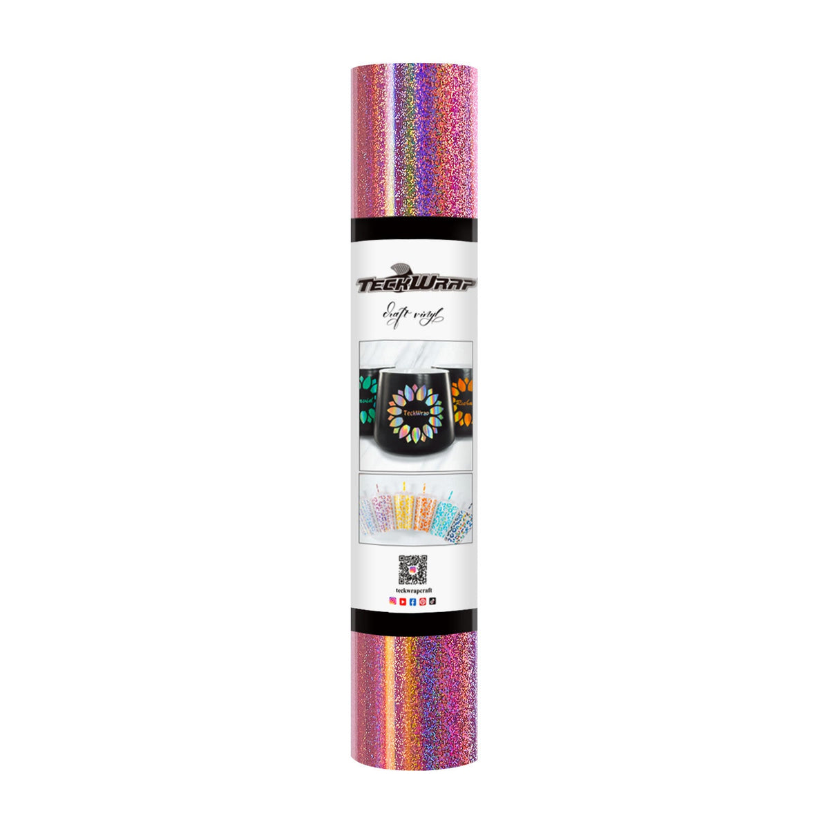 Vinyle adhésif holographique scintillant TeckWrap - Rose sirène pailleté | Aurores captivantes pour vos créations !