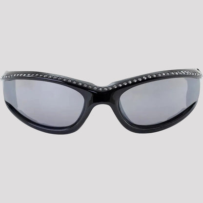 Global Vision Marilyn Women’s Rhinestone Motorcycle Sunglasses. Foam Padded Bling Riding Glasses with Shatterproof Flash Mirror Lenses