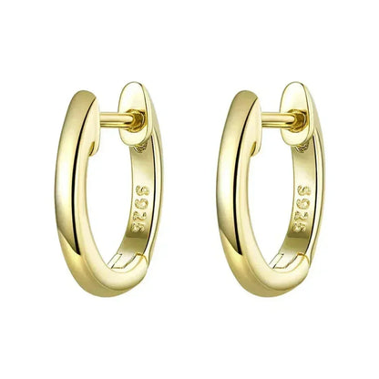 Genuine Sterling Silver Hoop Earrings - Elegant Rose Gold Color - Women's Fashion jewelry SCE808