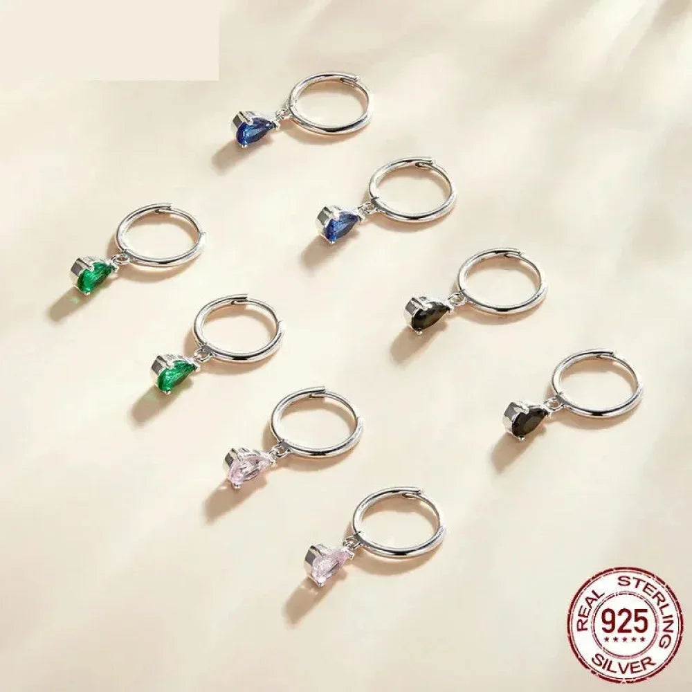 Sublimes boucles d'oreilles Ishwar Goutte d'eau | Argent Sterling 925 | 4 Couleurs | Bijoux Tendance Sce1018