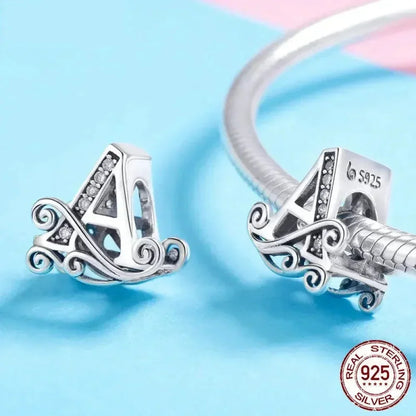 Pendentif Initiales en argent sterling 925 ajouré vintage