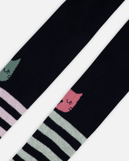 Knit Tights Dark Blue