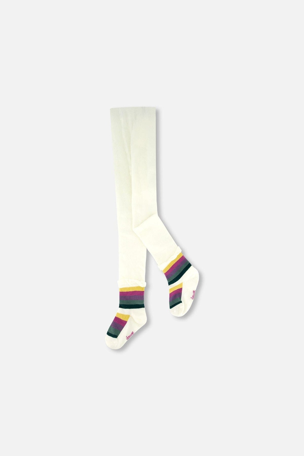 Striped Footed Knit Tights Off-White