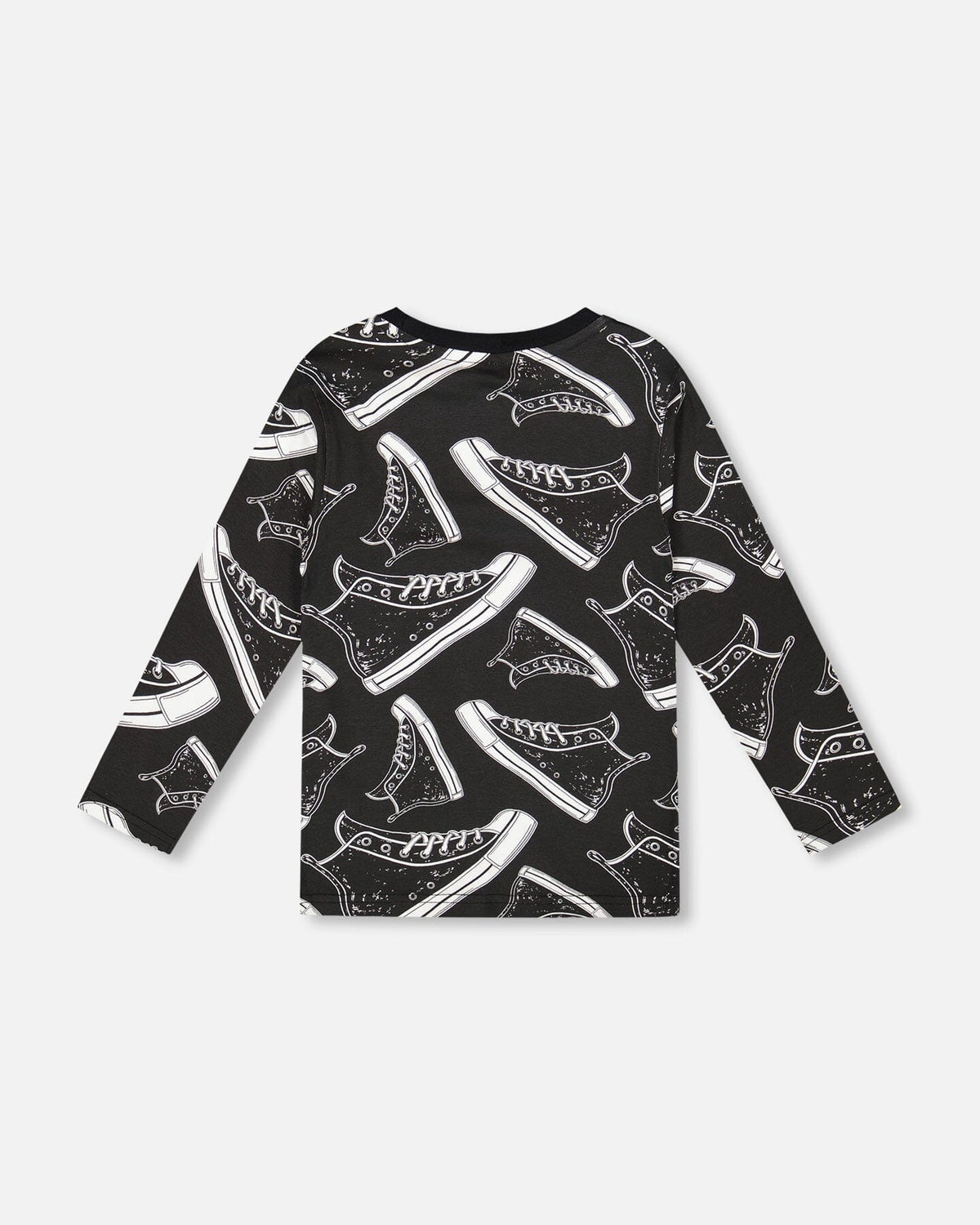 Long Sleeve Organic Cotton Allover Print Tee Black