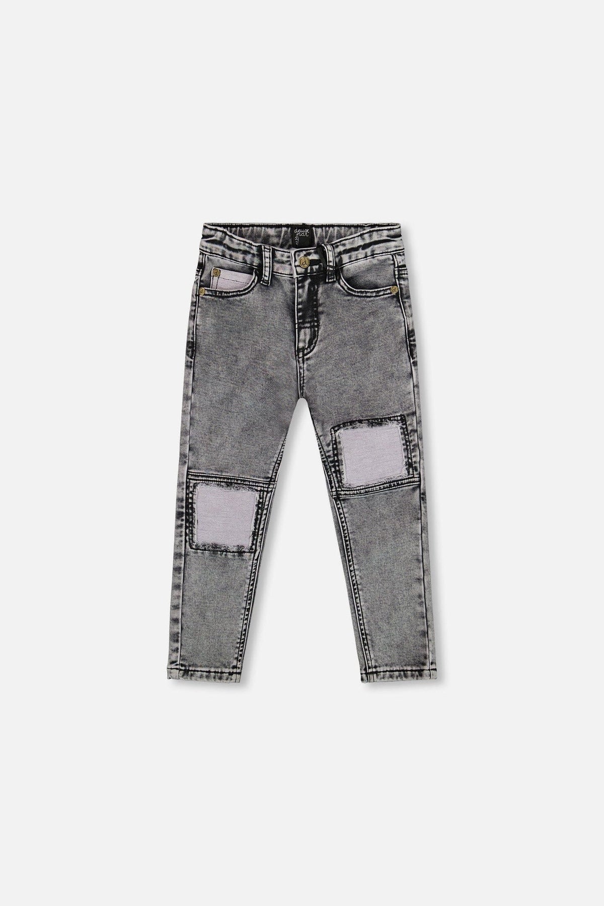 Pantalon en denim noir en molleton avec empiècement contrastant