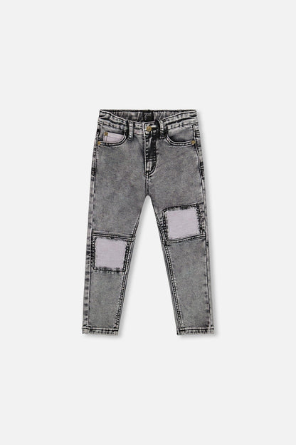 Pantalon en denim noir en molleton avec empiècement contrastant