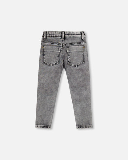 Pantalon en denim noir en molleton avec empiècement contrastant