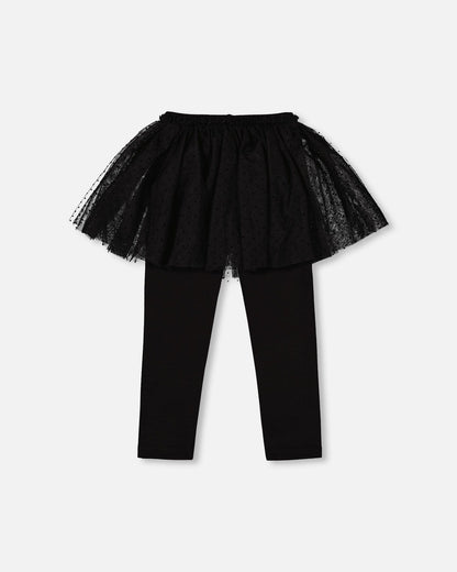 Legging avec jupe en tulle noir