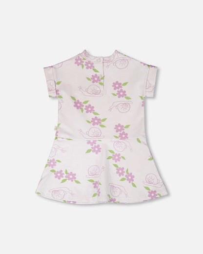 French Terry Dress Lilac Snails Print