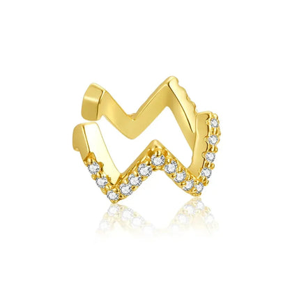 Manchette d'oreille en argent sterling 925 - Boucles d'oreilles clip élégantes couleur or pour femmes