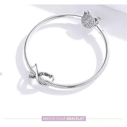 925 Sterling Silver Clear 5A Crystal Collection Family Heart X-Shape Charm Beads for Charm Bracelet & Necklace Pendant