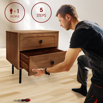 Savana Two Drawers Solid Wood Nightstand