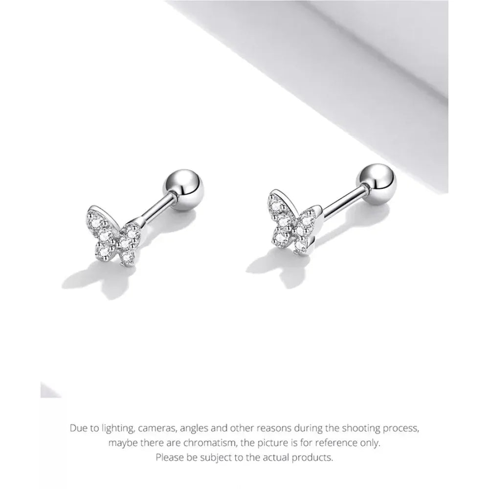 Boucles d'oreilles clous étoiles et papillons en argent sterling 925 - Bijoux délicats et raffinés