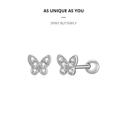 Boucles d'oreilles clous étoiles et papillons en argent sterling 925 - Bijoux délicats et raffinés