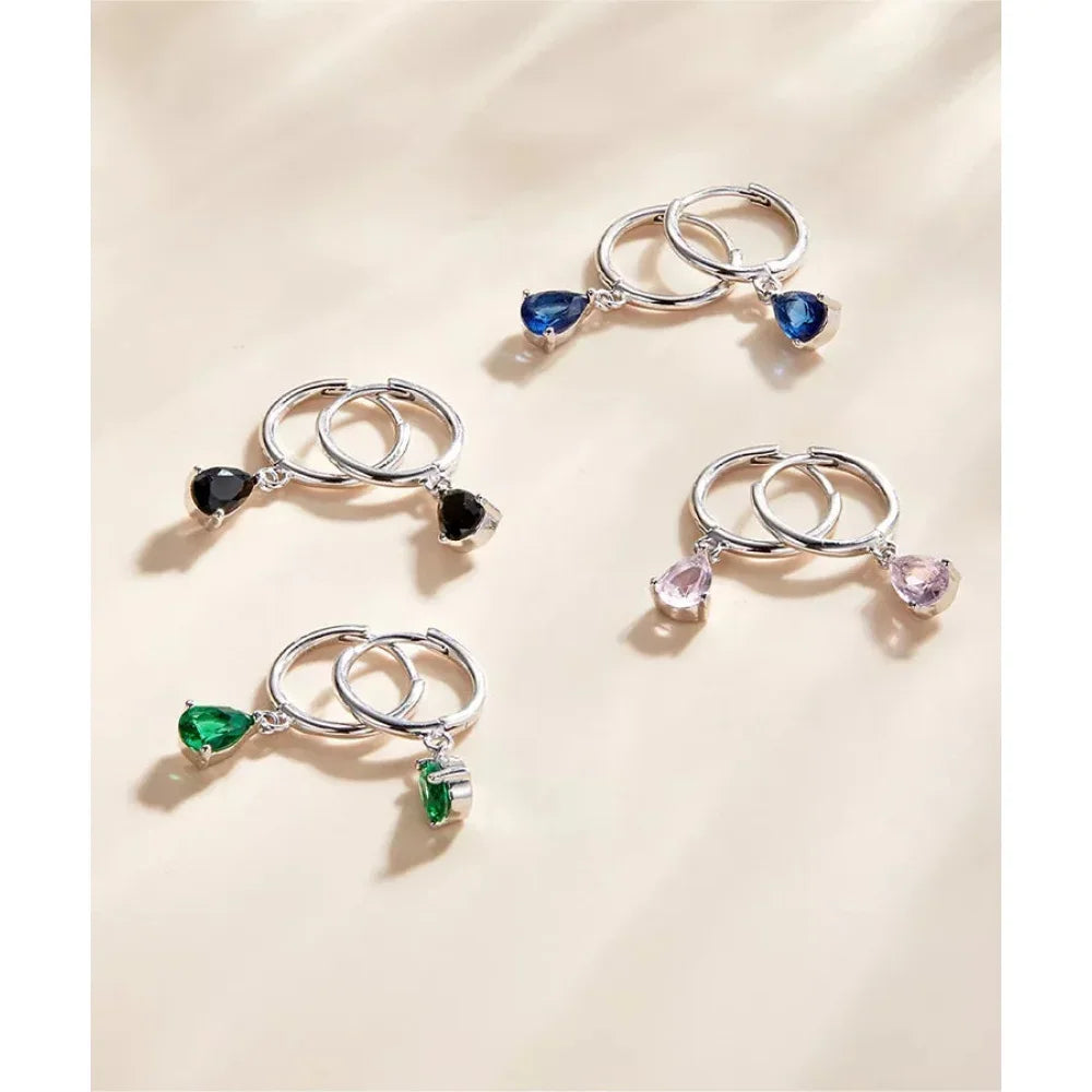 Sublimes boucles d'oreilles Ishwar Goutte d'eau | Argent Sterling 925 | 4 Couleurs | Bijoux Tendance Sce1018