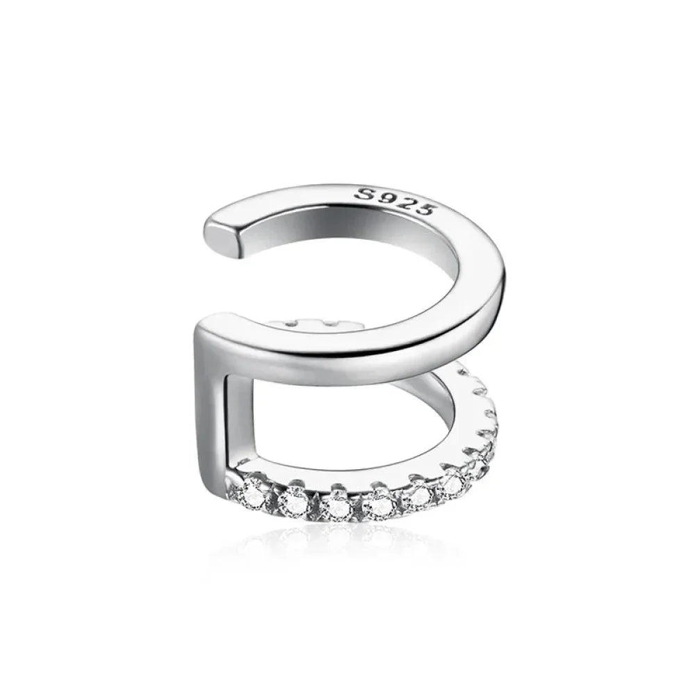 Manchette d'oreille en argent sterling 925 - Boucles d'oreilles clip élégantes couleur or pour femmes