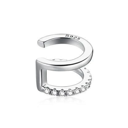 Manchette d'oreille en argent sterling 925 - Boucles d'oreilles clip élégantes couleur or pour femmes